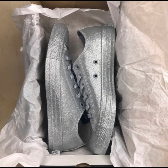 silver glitter converse size 8